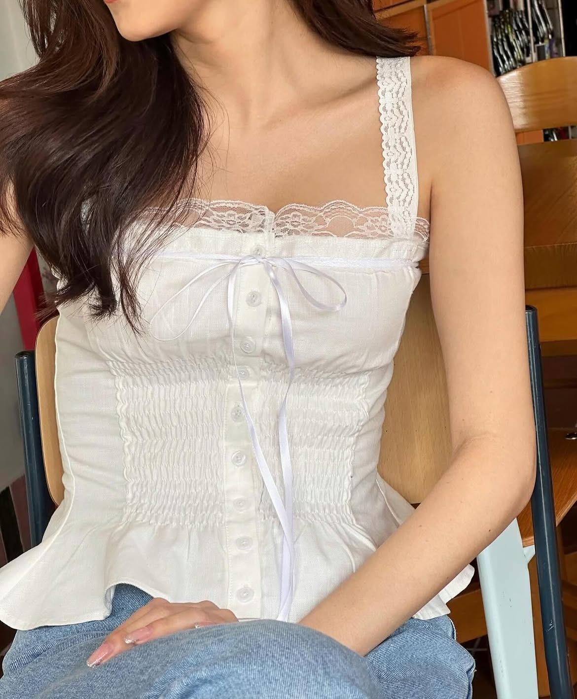 White cottage lace top