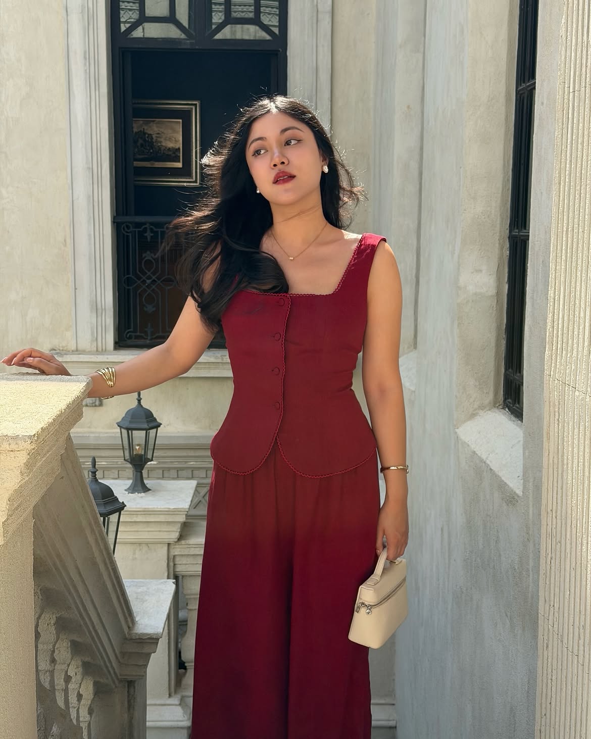 Cherry classic pant vest set