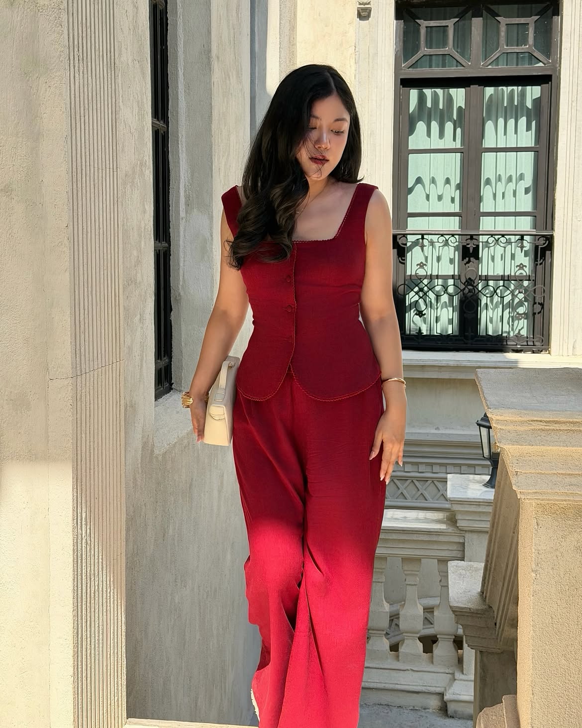 Cherry classic pant vest set